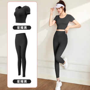 美背瑜伽服套装显瘦运动上衣女裸感带胸垫速干瑜伽套装女_1
