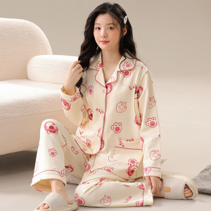 孕妇月子服睡衣女士秋冬季长袖开衫翻领产妇产后哺乳期家居服套装