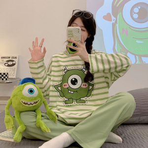 睡衣女士秋冬季棉质长袖甜美学生可爱卡通网红风可外穿家居服套装