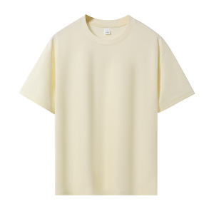 夏季新款纯色凉感丝光棉短袖T恤男女情侣美式简约宽松圆领半袖潮