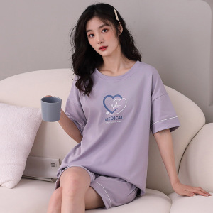 女士夏季新款短袖睡衣薄款青少年卡通休闲可爱风家居服套装可外穿