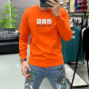 秋冬新款圆领长袖T恤时尚个性休闲印花男士卫衣修身潮流欧货打底t