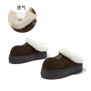 头层牛皮发泡底卡皮巴拉雪地靴女冬季新款保暖棉鞋复古靴子女