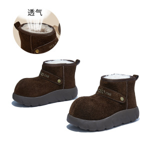 头层牛皮发泡底卡皮巴拉鞋头雪地靴新款冬季加绒加厚保暖靴子