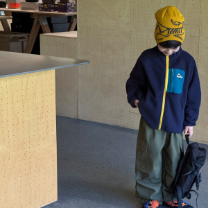 童酷男童冬款山系贴袋贴标宝宝上衣摇粒绒保暖立领儿童外套潮