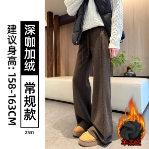 毛呢喇叭裤女新款秋冬季高腰显瘦马蹄裤小个子羊毛加绒微喇裤_614