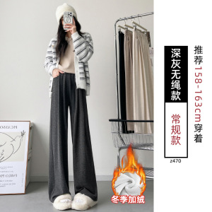 羊羔绒糯米裤女秋冬小个子加绒加厚高腰显瘦垂感直筒窄版阔腿裤子_461