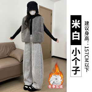 雪尼尔加绒裤女加厚新款秋冬保暖棉裤小个子慵懒阔腿裤子