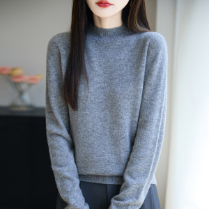 秋冬季安迪绒半高领一线成衣打底衫女毛衣宽松内搭针织衫