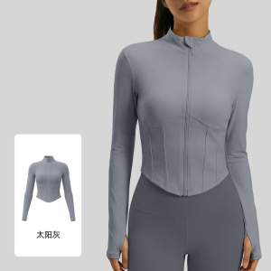 瑜伽服女秋冬新款立领长袖外套运动跑步普拉提健身服上衣