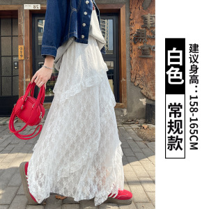 白色半身裙女夏2026新款高腰显瘦a字中长款春秋蓬蓬裙芭蕾蛋糕裙