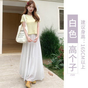 紫色半身裙女夏季2026新款高腰a字显瘦伞裙百褶长裙小个子蛋糕裙
