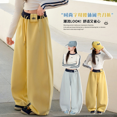 女童卫裤春装2026新款儿童炸街运动长裤女大童韩版时髦阔腿裤_534