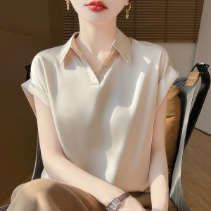 2026新款设计感小众衬衫女士夏装小众缎面衬衣宽松显瘦上衣
