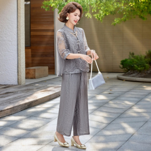 2026年女装休闲套装妈妈装夏天衣服中老年气质两件套时尚简约夏装