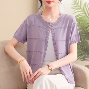 夏季妈妈装洋气中老年女士休闲开衫针织衫女大码宽松夏款40-60岁