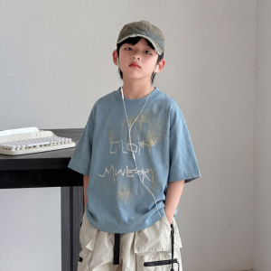 男童夏季短袖T恤夏装2026新款儿童半袖男孩大童夏款痞帅风上衣潮t