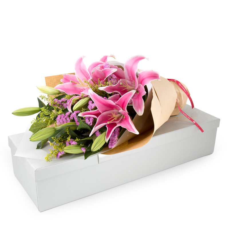 春舞枝粉百合混搭礼盒装教师节鲜花全国送花北京上海深圳同城配送鲜花