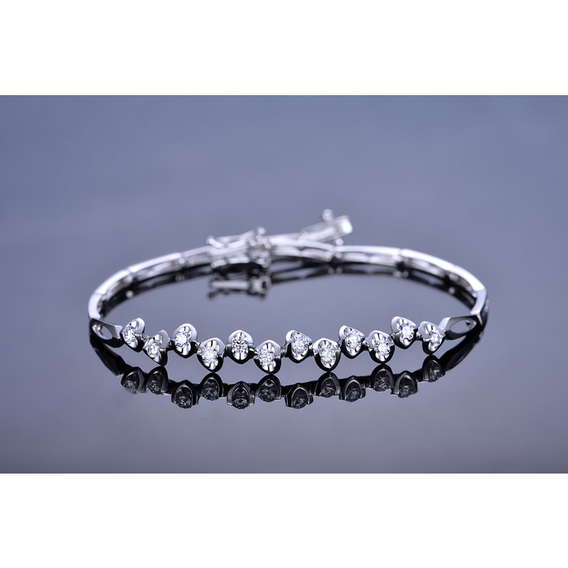 佐卡伊共50分白18k金钻石手链结婚手链女款时尚优雅 时尚珠宝