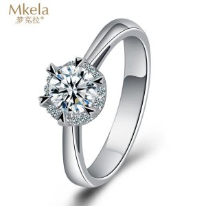 梦克拉Mkela PT950铂金钻石戒指 缘分 结婚求婚钻戒 50-59分 K-M级