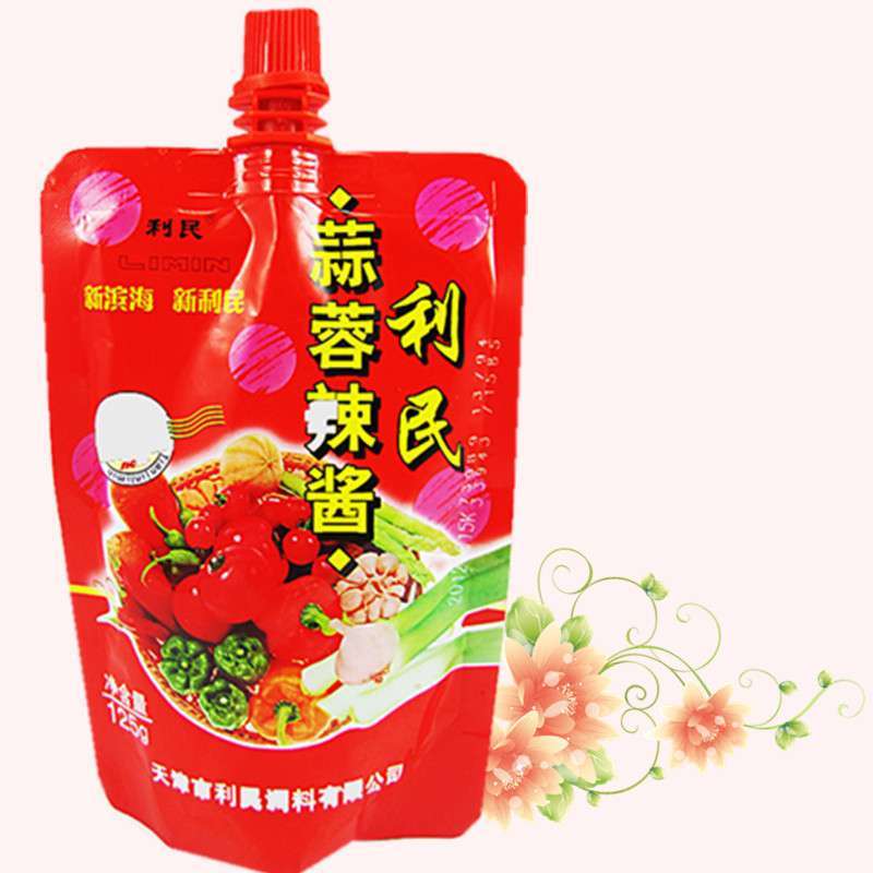 美食名牌【利民】蒜蓉香辣酱 烧烤酱调料 立体袋(125克)热卖