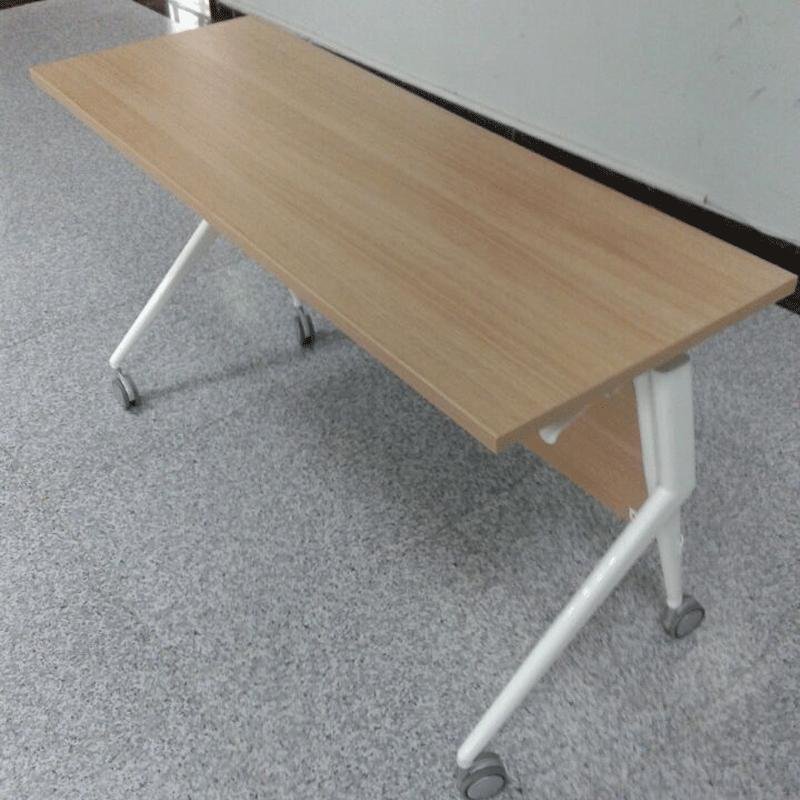 多功能移动轮子折叠培训会议桌 学生长条培训台 写字台 翻板桌双人位
