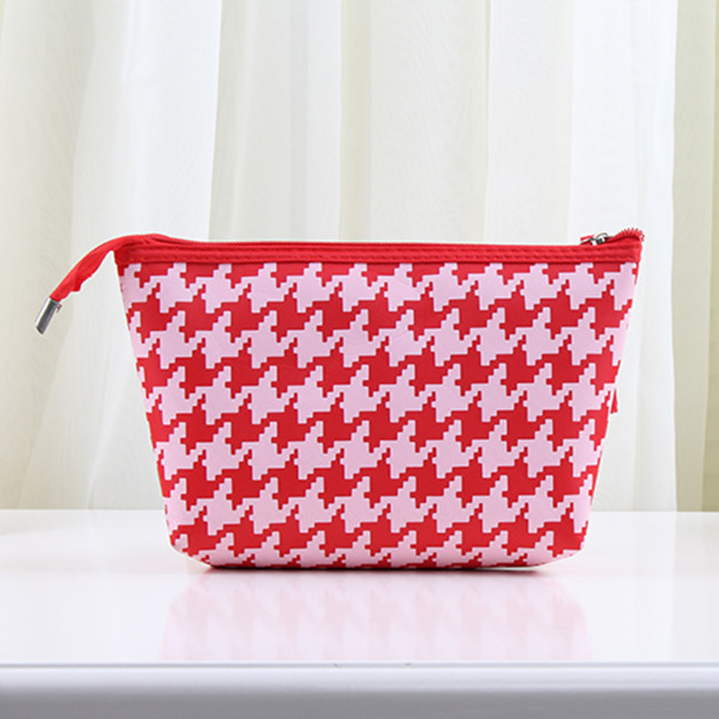 绿盒子 创意千鸟纹化妆包 便携式手拿包 零钱包