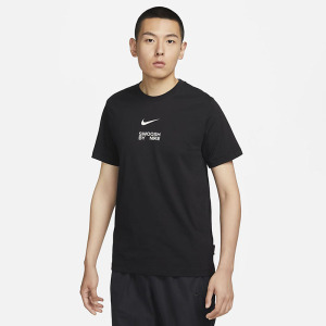 Nike 纯色品牌Logo印花休闲圆领短袖T恤 男款 黑色 FD1245-010