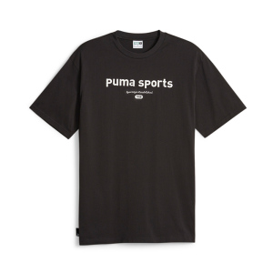 PUMA 字母印花运动透气圆领短袖T恤 男款 黑色 624702-01