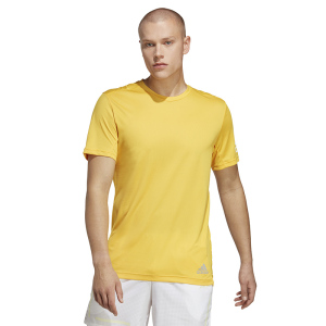 Adidas 运动休闲宽松训练健身短袖T恤 男款 日光黄色 IC7647