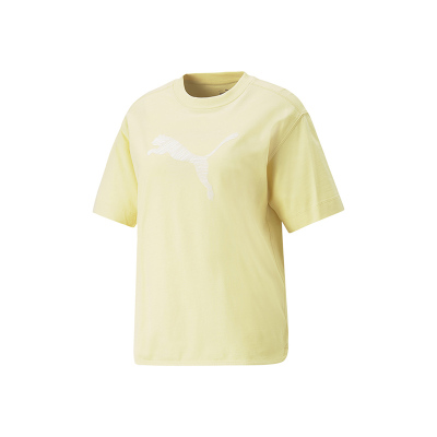 PUMA Logo印花圆领宽松短袖T恤 女款 黄色 676650-42
