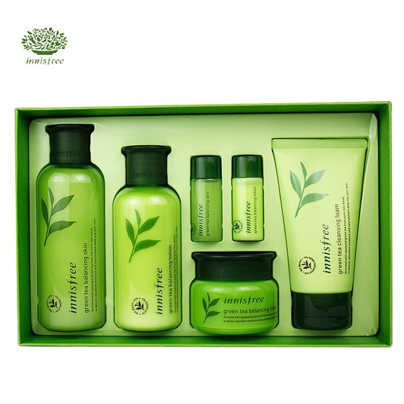 悦诗风吟innisfree绿茶保湿套装平衡水平衡乳洁面面霜六件套套装韩国