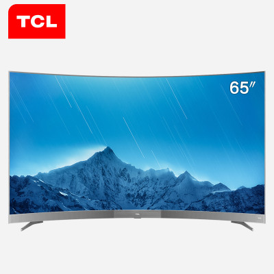 TCL 65A880C 65英寸32核人工语音智能 HDR曲面超薄4K电视金属机身（咖啡色）