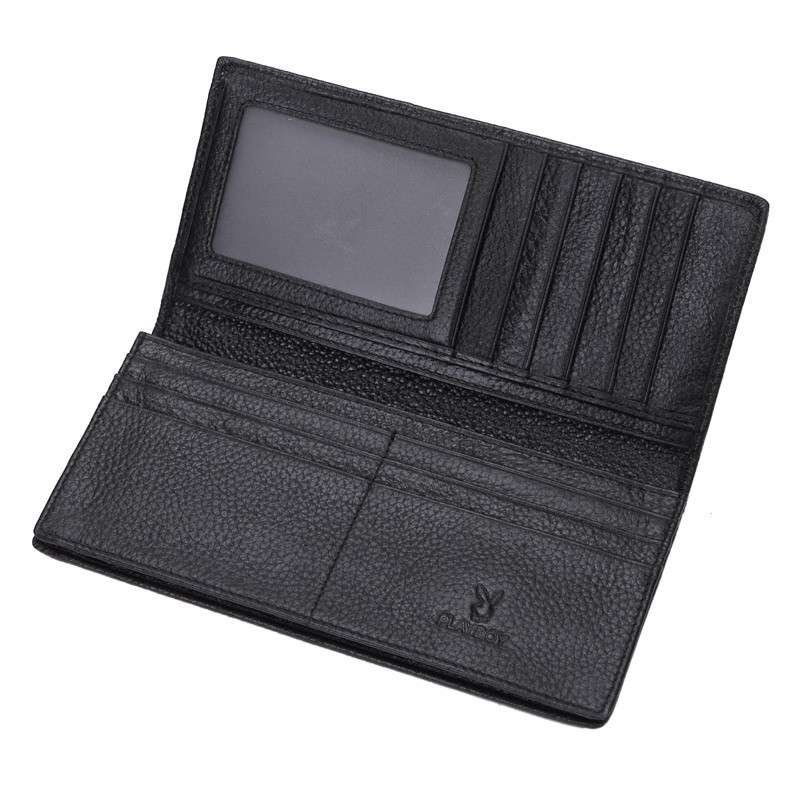 花花公子(playboy) 新款男钱包 男士真皮钱夹长款荔枝纹 时尚大气男式