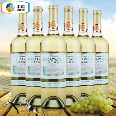 国产葡萄酒整箱六瓶GREATWALL中粮长城天赋葡园精选级霞多丽干白750ml*6瓶