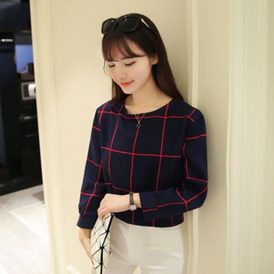 声缎(shengduan)2018春装新款女装 高腰拉链两穿小香风格子短款外套上衣女装8683