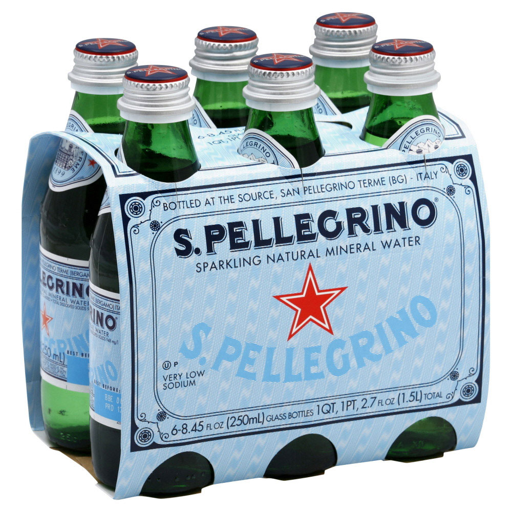 pellecrino 圣培露 含气天然矿泉水 气泡水 250ml*6玻璃瓶 意大利进口
