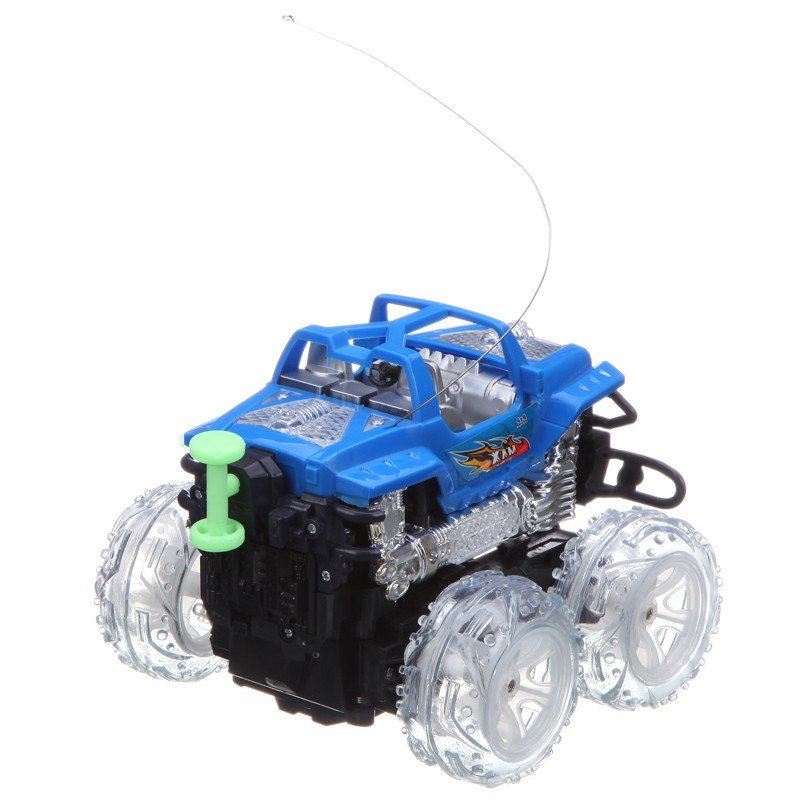 暴龙儿童玩具遥控车七通遥控带灯音乐杂技车蓝色r-08