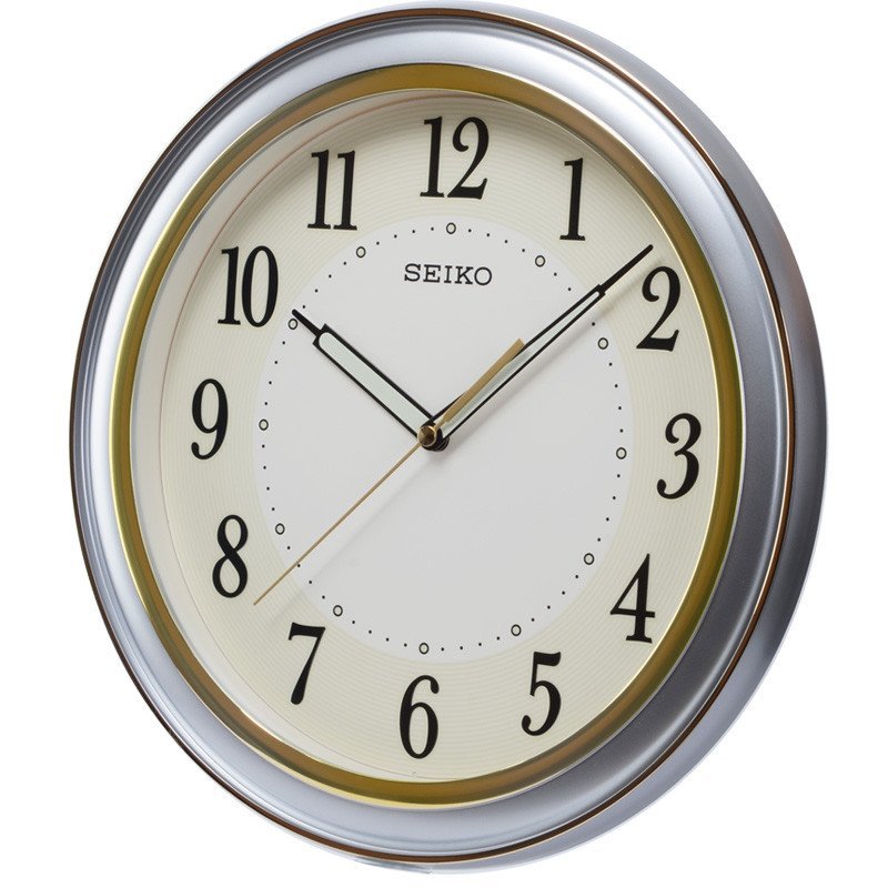 新款seiko精工挂钟 12英寸夜光客厅办公简约现代石英钟表挂表
