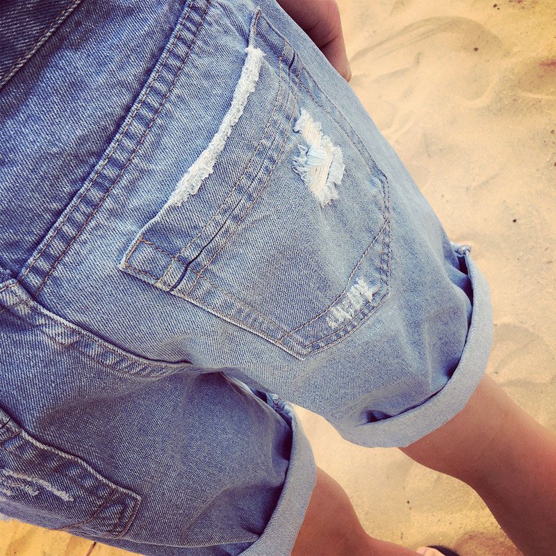 丹杰仕2016夏新款刮烂短裤港风休闲男士破洞牛仔短裤