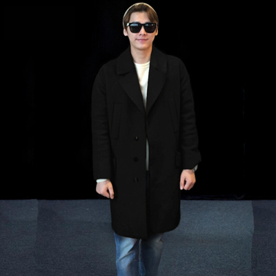 步来褶惠李易峰男士羊绒大衣宽松廓形落肩毛呢外套呢子风衣FY002P120夏