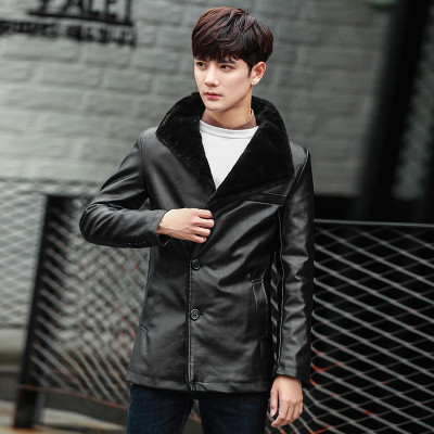 冬季新款男士呢料大衣加绒加厚中长款风衣韩版修身青年帅气棉衣男