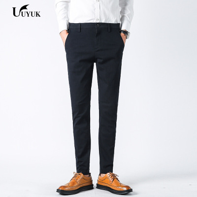 UYUK秋冬时尚修身小脚休闲裤男欧美时尚西装长裤绅士西裤