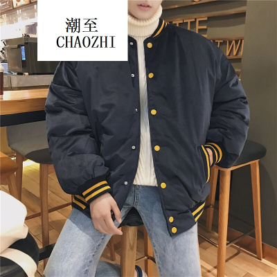 2017新款男士大码男士刺绣宽松棒球领棉衣加厚棉服外套时尚百搭潮流男装