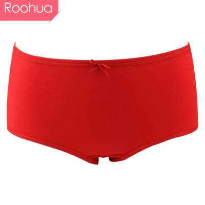 R00HUA络华女式内裤棉结婚本命年红色女士鸿运内裤蝴蝶结女三角裤1019款