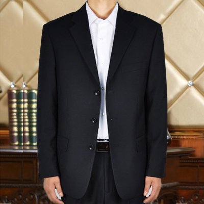 男士商务正装中年男式西服套装藏青色深蓝色纯色职业装爸爸西服套装宽松加大加肥大码父亲西服春秋款免烫