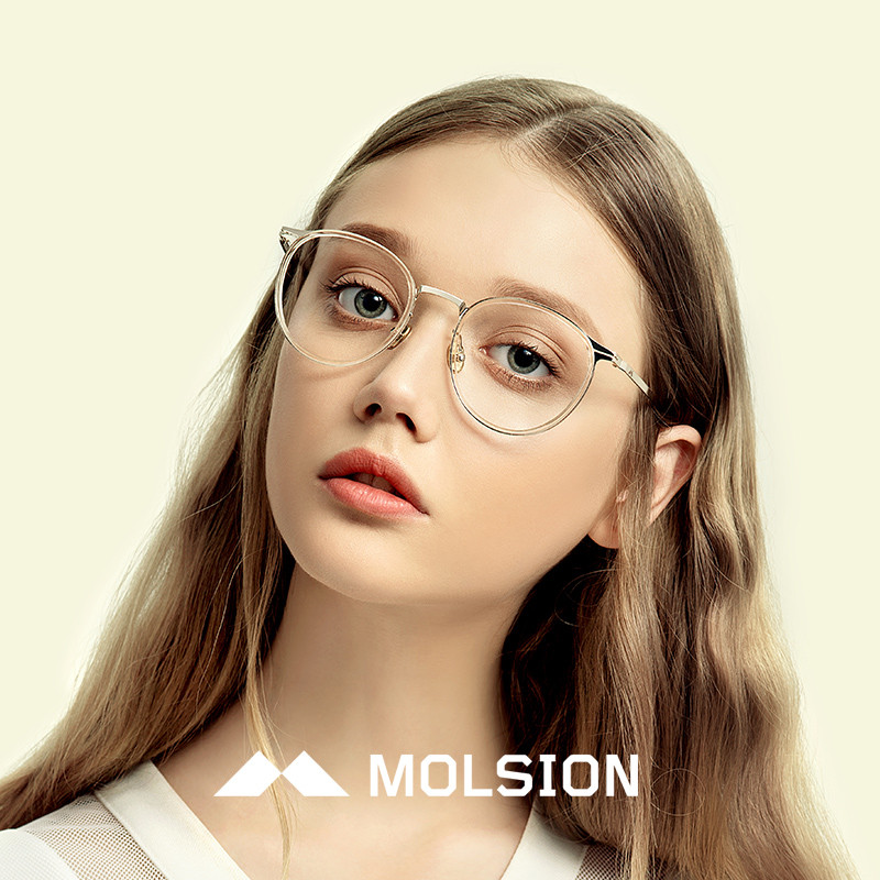 molsion陌森眼镜框年秋冬新款不锈钢近视镜眼镜架男女情侣款mj6087