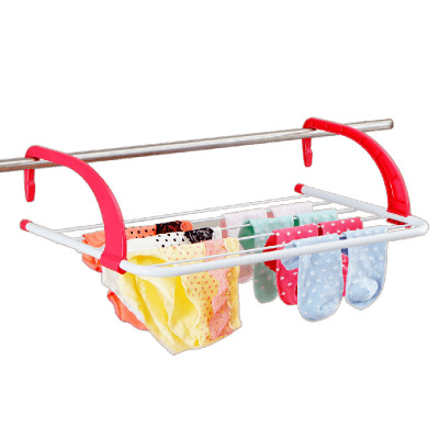 欧润哲窗户阳台晾晒架多功能玫红色窗外晾晒架窗台晒鞋架小型晒衣架晾毛巾架挂衣服架子挂柄可折叠伸缩