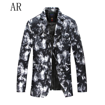 AR2017春秋季新款加肥加大男商务休闲西服特大码胖子肥佬花色外套潮