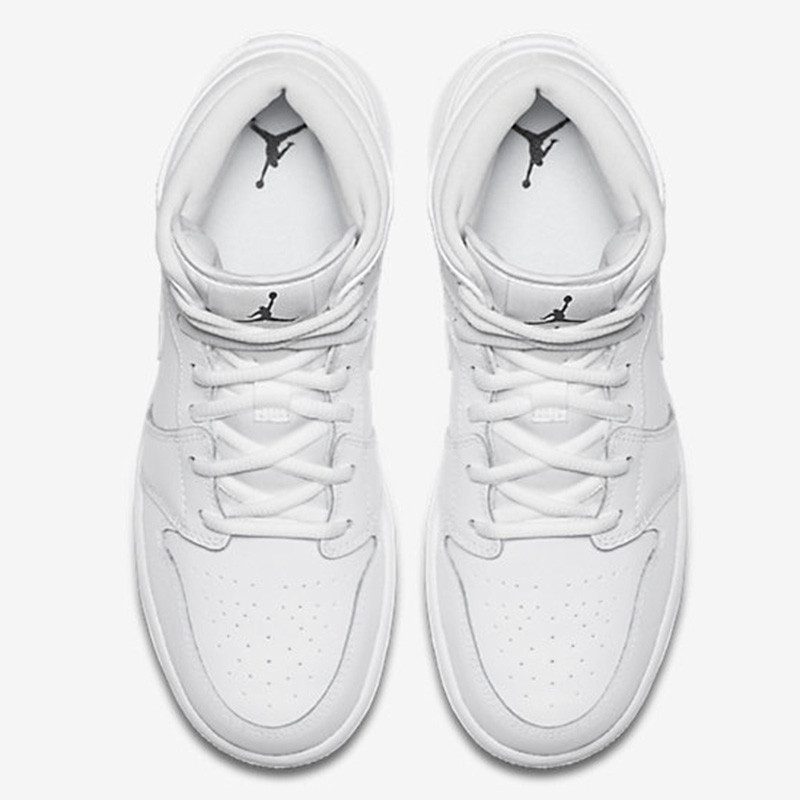 耐克air jordan 1 mid aj1 乔1纯白高帮休闲鞋 篮球鞋554724- 009-110